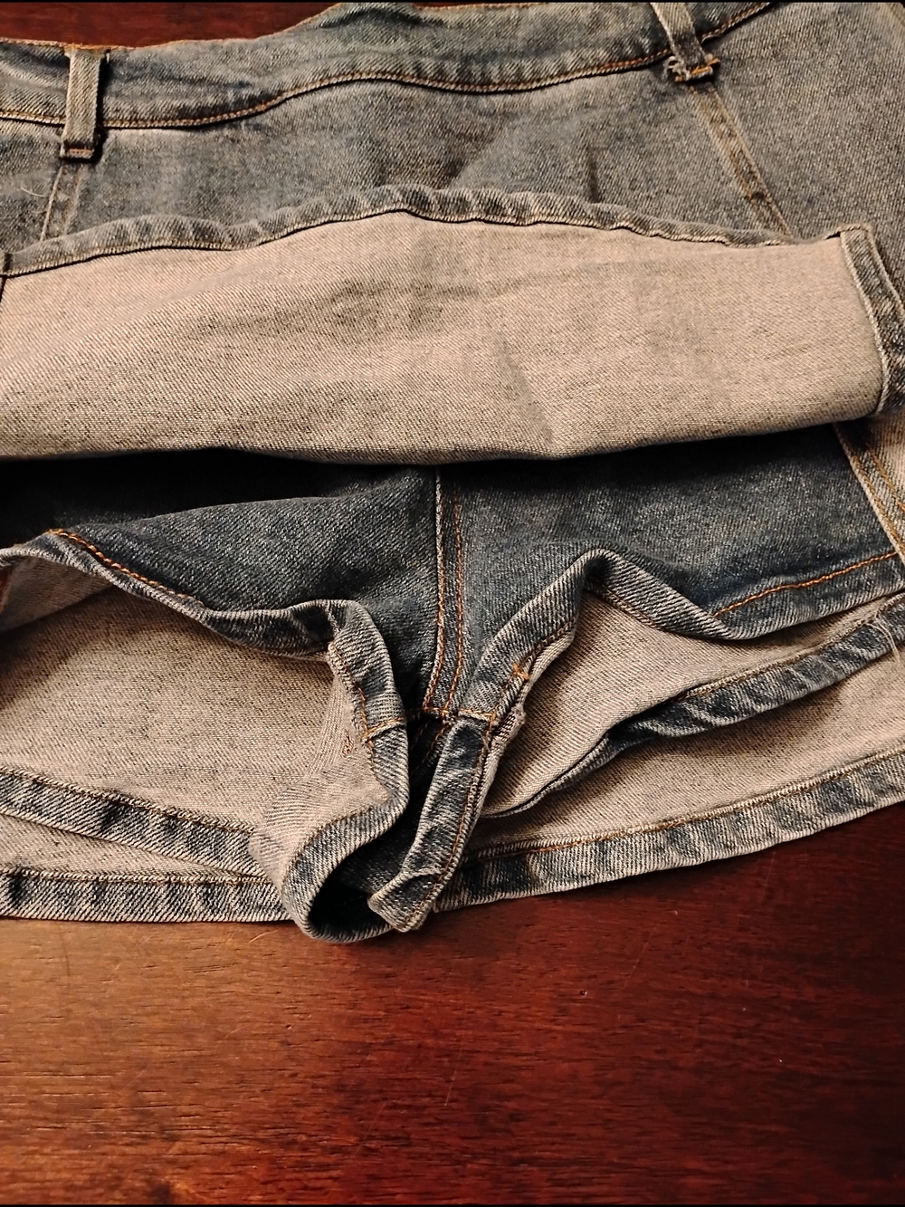 Denim Mini Skort - Blue Side Zipper - Picture 5 of 8